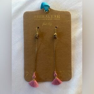 Shiraleah Gold and Pink Tassel Earrings